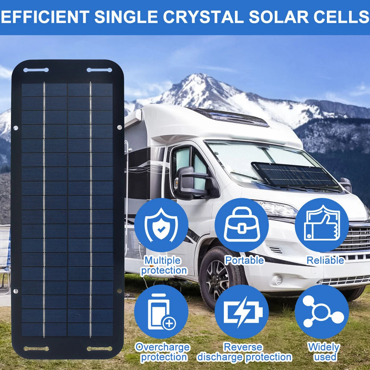 30W Solar Panel 12V Trickle Charger Battery Charger Kit Maintainer Boat Car RV