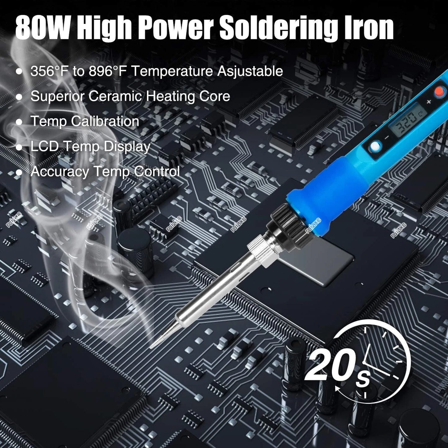 80W Electric Soldering Iron Kit with Solder Wire and Desoldering Pump – US Plug