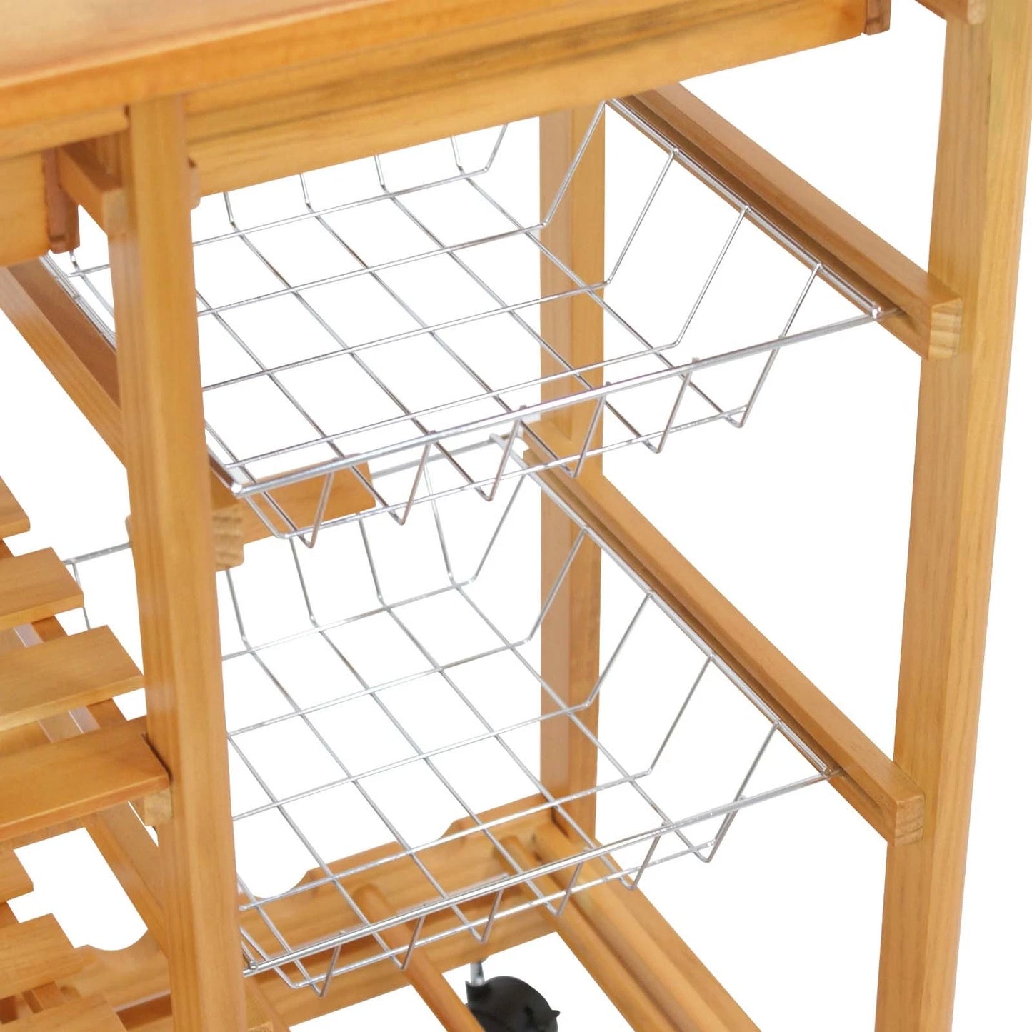 Rolling Wood Kitchen Island Trolley Cart Dining Storage Drawers Stand Durable