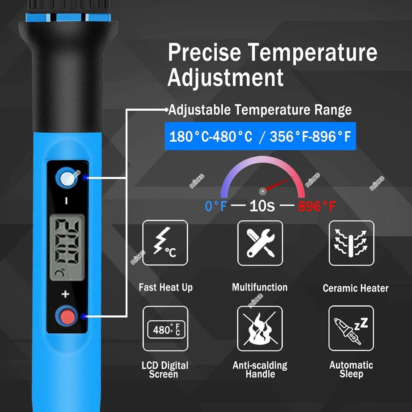 80W Electric Soldering Iron Kit with Solder Wire and Desoldering Pump – US Plug