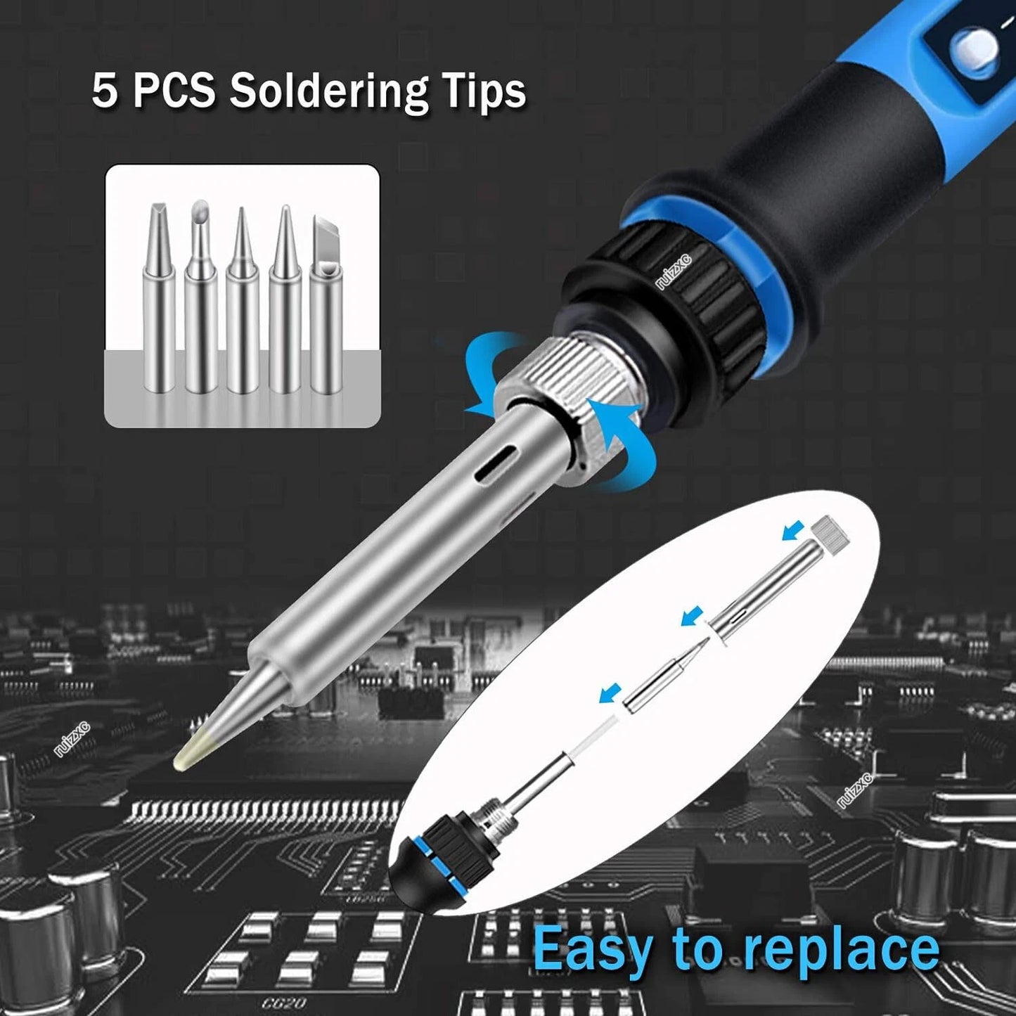 80W Electric Soldering Iron Kit with Solder Wire and Desoldering Pump – US Plug
