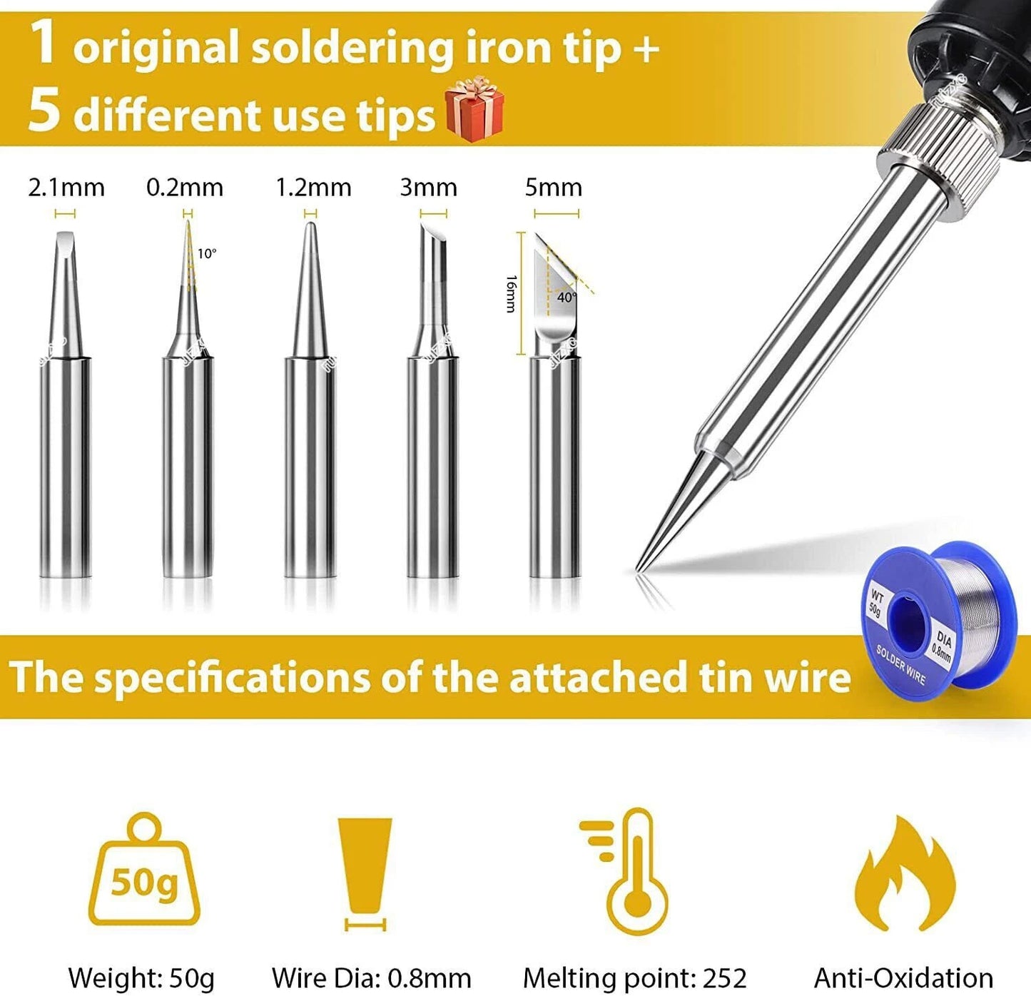 80W Electric Soldering Iron Kit with Solder Wire and Desoldering Pump – US Plug