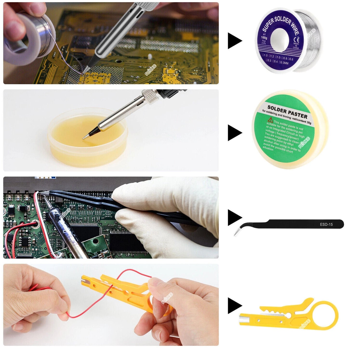 80W Electric Soldering Iron Kit with Solder Wire and Desoldering Pump – US Plug