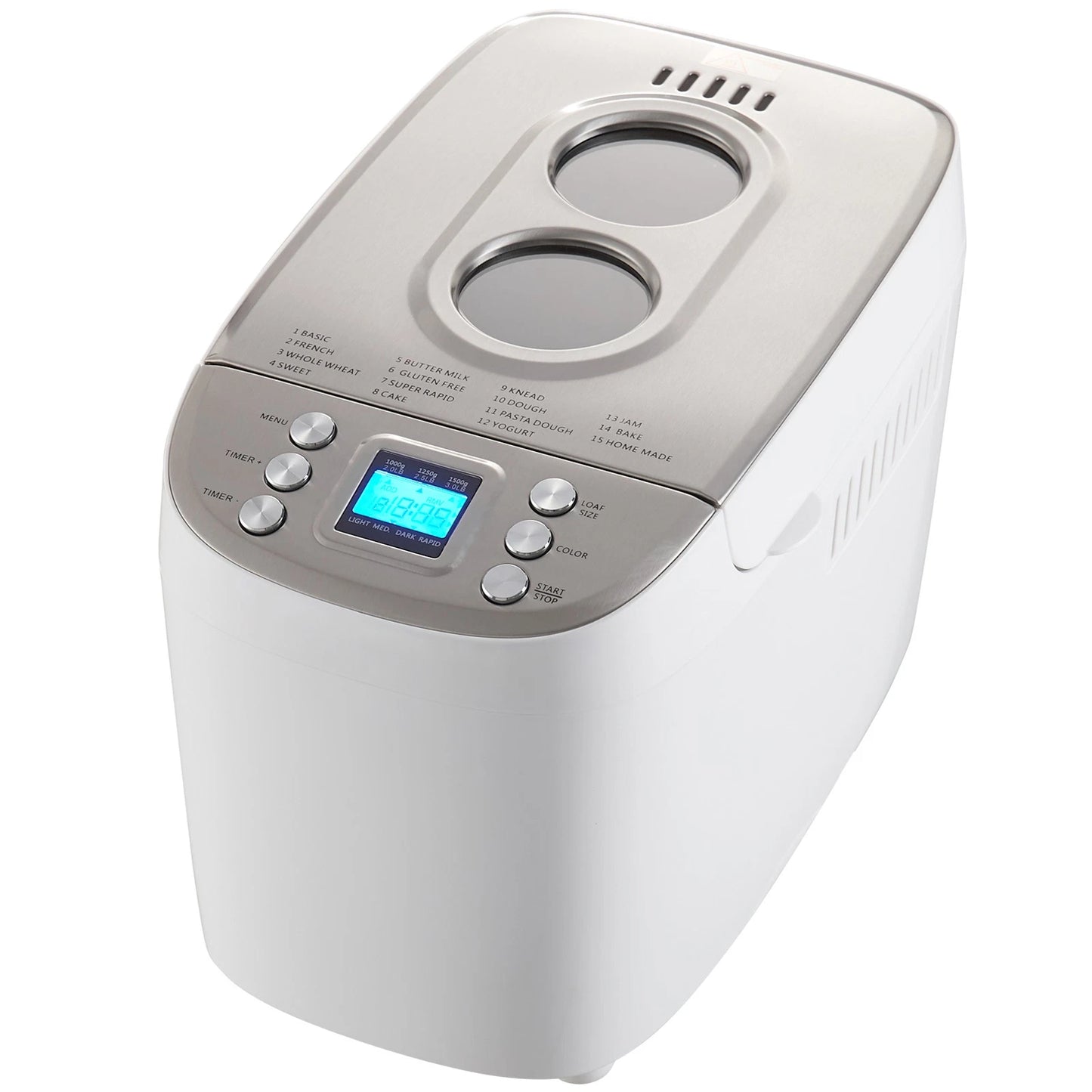 3LB 15-in-1 Bread Maker Automatic Compact Dough Machine Nonstick White