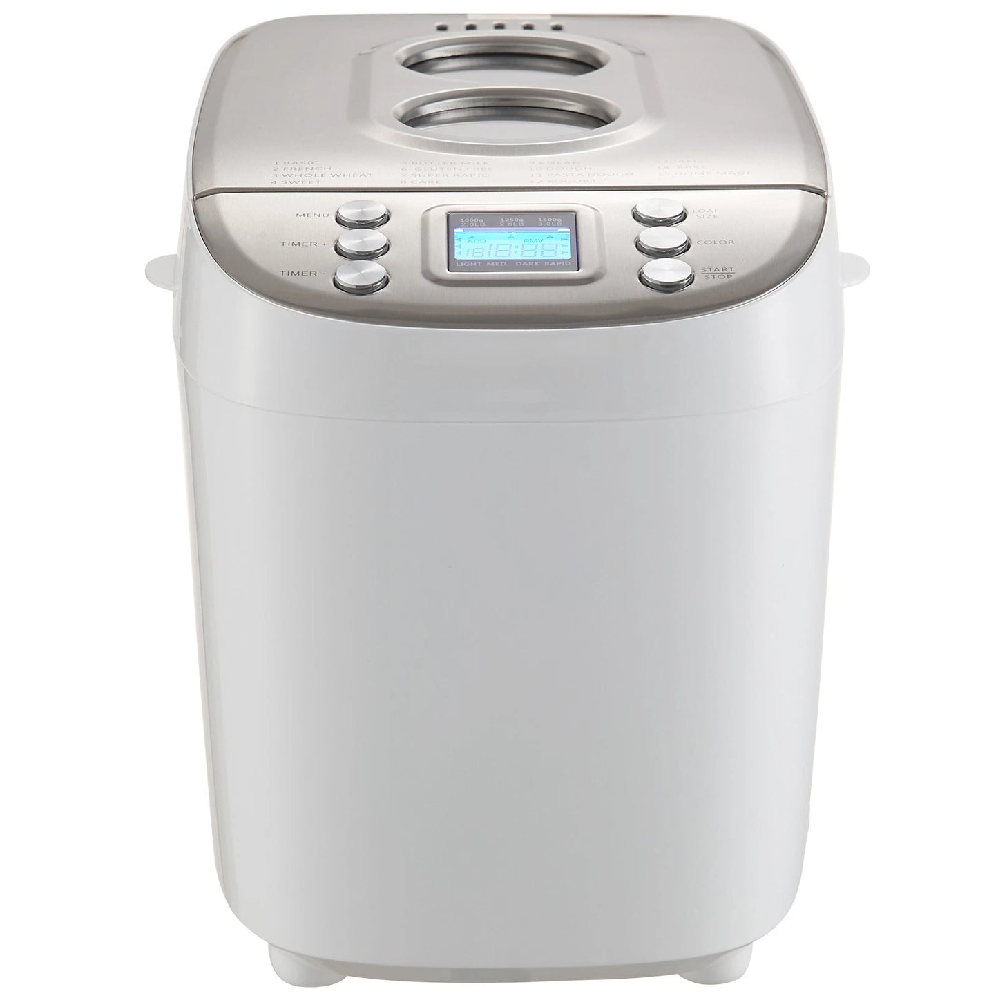 3LB 15-in-1 Bread Maker Automatic Compact Dough Machine Nonstick White