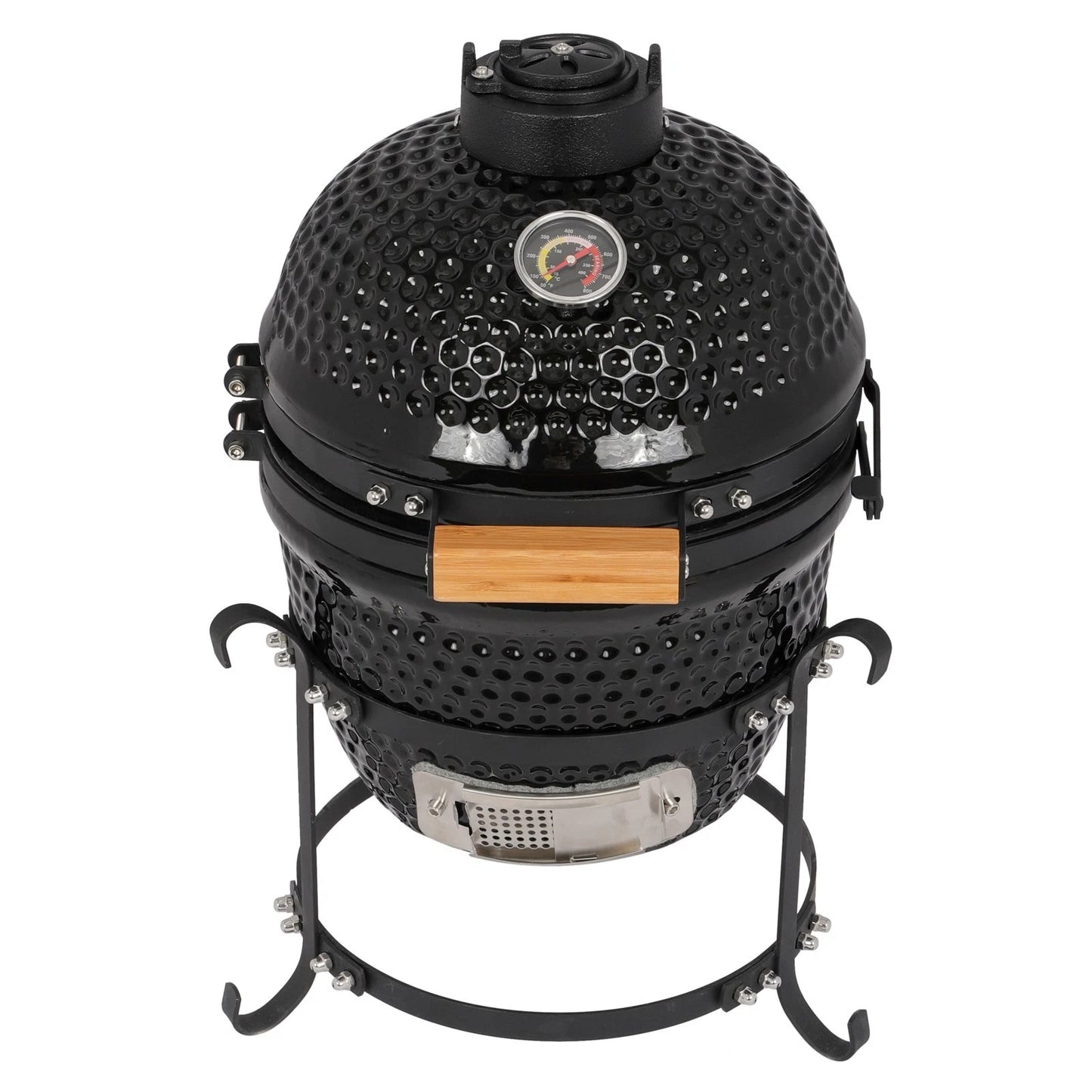 13" Portable Ceramic Charcoal BBQ Grill for Outdoor Cooking