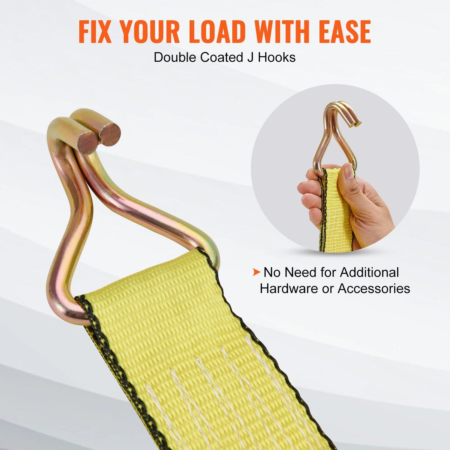 4 Pack Ratchet Tie Down Straps 5000 lbs 2" x 15' Heavy Duty Double J Hook