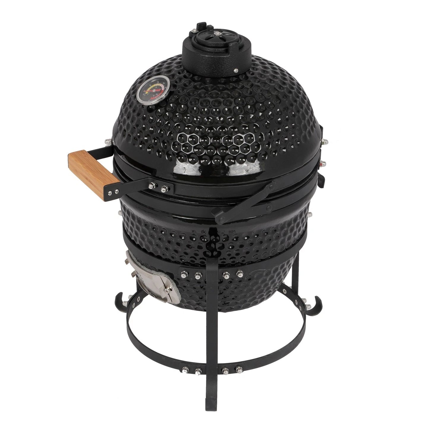 13" Portable Ceramic Charcoal BBQ Grill for Outdoor Cooking