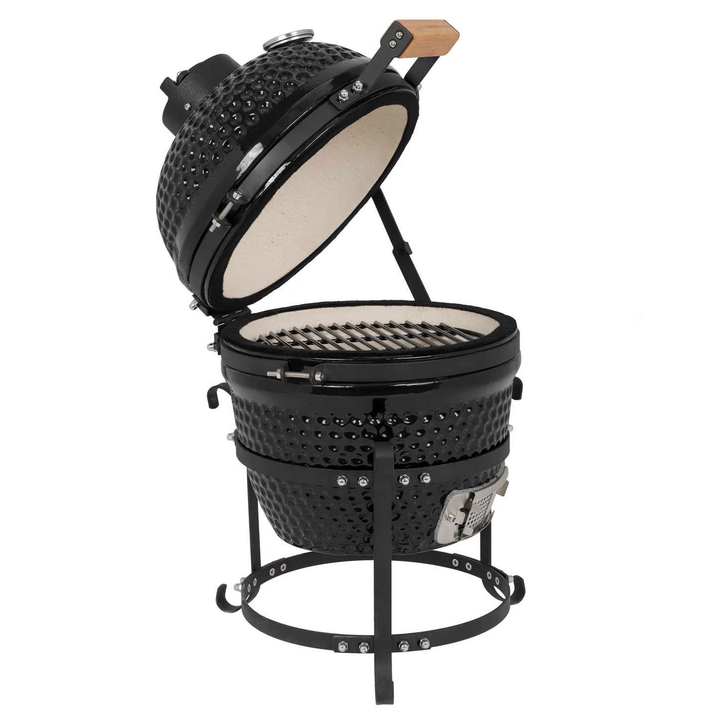 13" Portable Ceramic Charcoal BBQ Grill for Outdoor Cooking