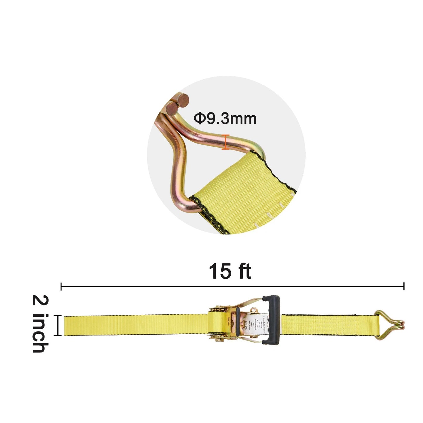 4 Pack Ratchet Tie Down Straps 5000 lbs 2" x 15' Heavy Duty Double J Hook