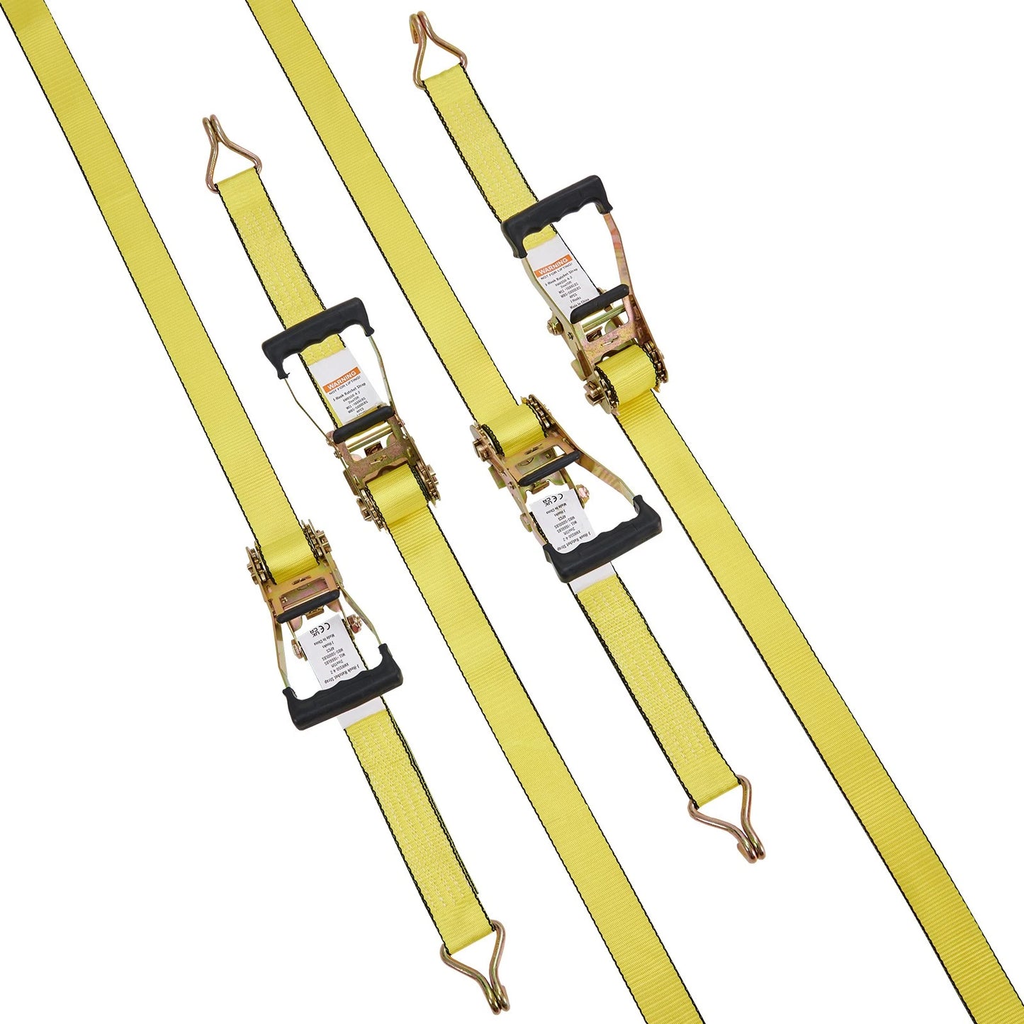 4 Pack Ratchet Tie Down Straps 5000 lbs 2" x 15' Heavy Duty Double J Hook