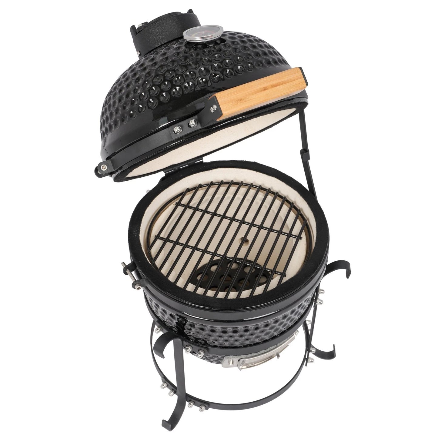 13" Portable Ceramic Charcoal BBQ Grill for Outdoor Cooking