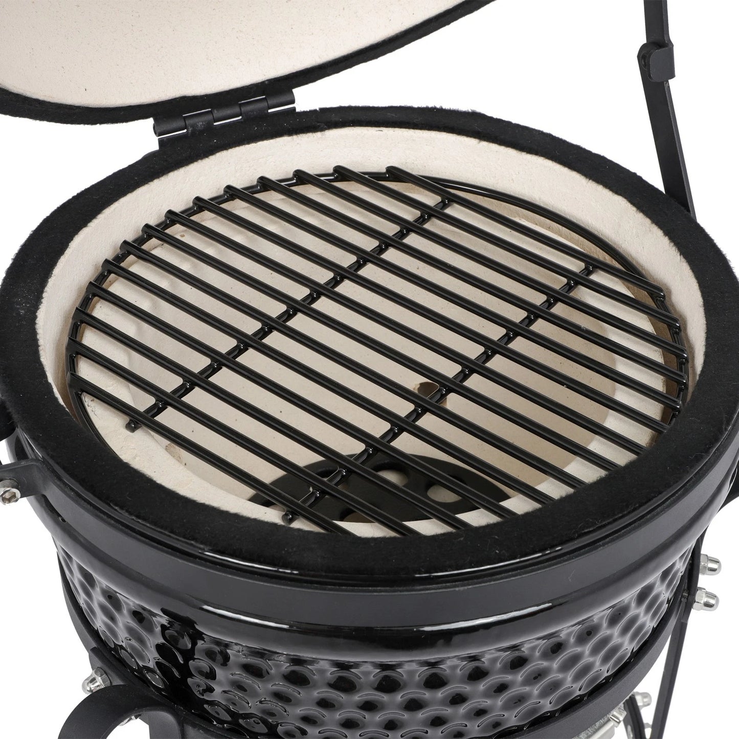 13" Portable Ceramic Charcoal BBQ Grill for Outdoor Cooking