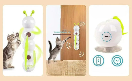 Smart Motion-Activated Cat Toy – Interactive Wack-a-Worm Tail Teaser Pops from Holes for Nonstop Feline Fun & Hunting Practice