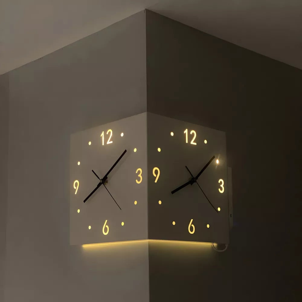 10 inch Double Sided Wall Clocks Corner Wall Clock Square for Living Room Office