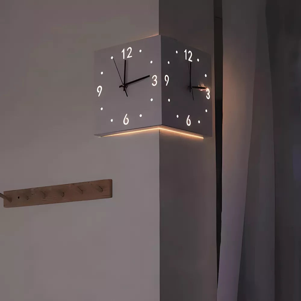 10 inch Double Sided Wall Clocks Corner Wall Clock Square for Living Room Office