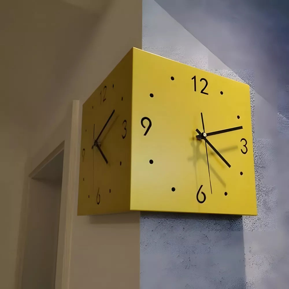 10 inch Double Sided Wall Clocks Corner Wall Clock Square for Living Room Office