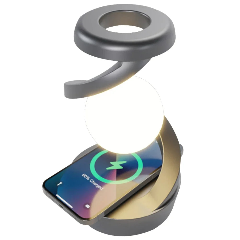 Levitating Moon Lamp – 3D Floating LED Light with Wireless Charging & Multicolor Glow