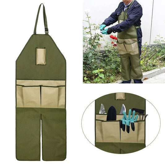 Heavy-Duty Work Apron - Split-Leg Canvas Tool Apron with Pockets for Gardening, Woodworking, and DIY Enthusiasts