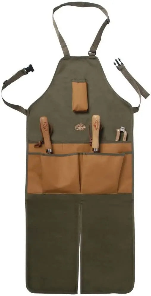 Heavy-Duty Work Apron - Split-Leg Canvas Tool Apron with Pockets for Gardening, Woodworking, and DIY Enthusiasts