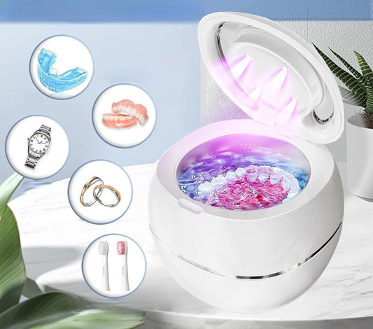 Mini UV Ultrasonic Cleaner – Portable Cleaning Machine for Sparkling Retainers, Dentures, and Jewelry