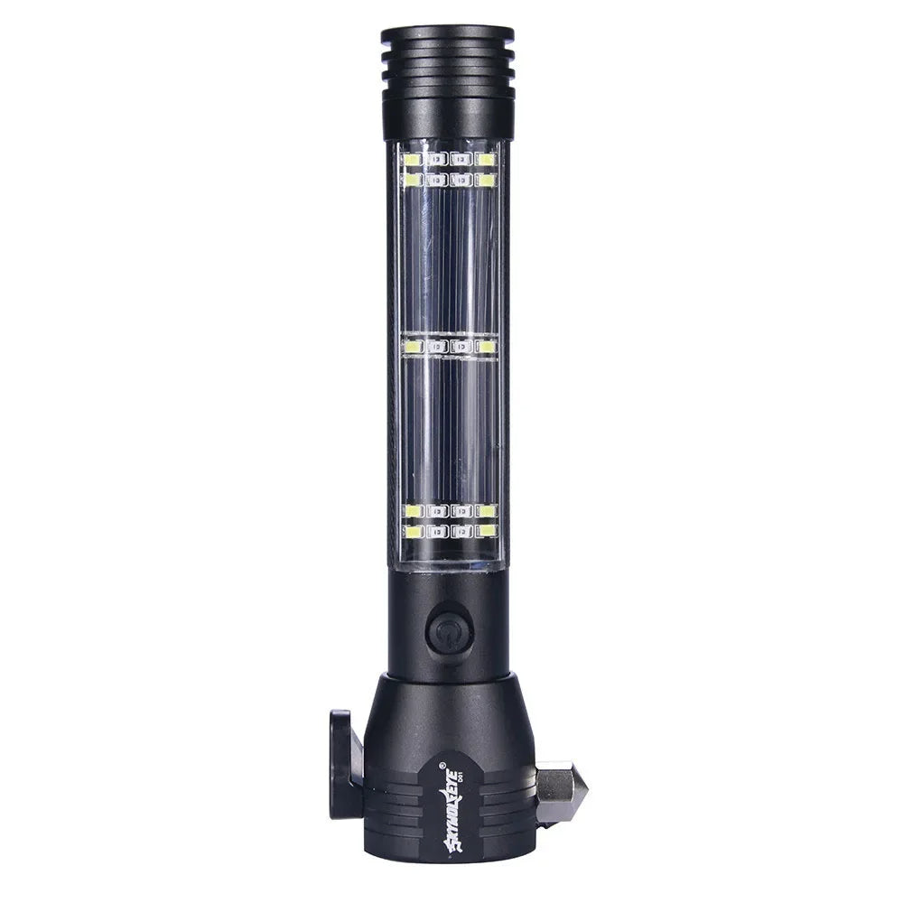 Tactical Solar Flashlight – 10-in-1 USB Rechargeable Survival Tool with SOS Alarm, Glass Breaker & Camping Emergency Kit
