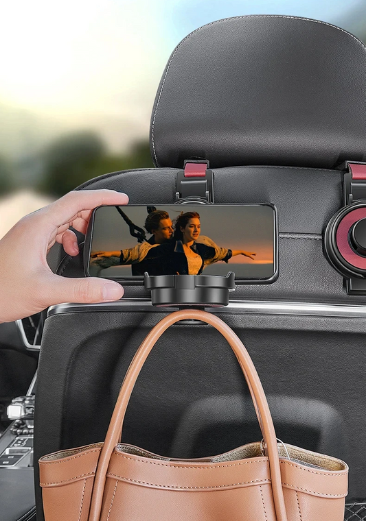 Multi-Purpose Car Seat Headrest Hook & Cup Holder – Ultimate Backseat Organizer for Bags and Drinks