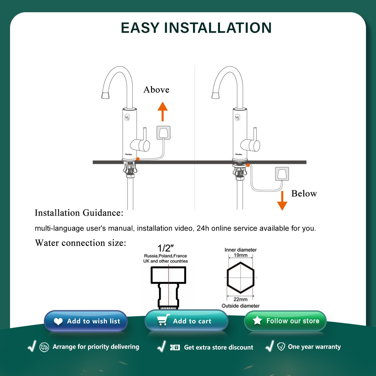 Instant Hot Water Tap ,Quooker Tap 3200W 2 in 1 Kitchen Faucet Instant Boiling Water , Digital Temperature Display