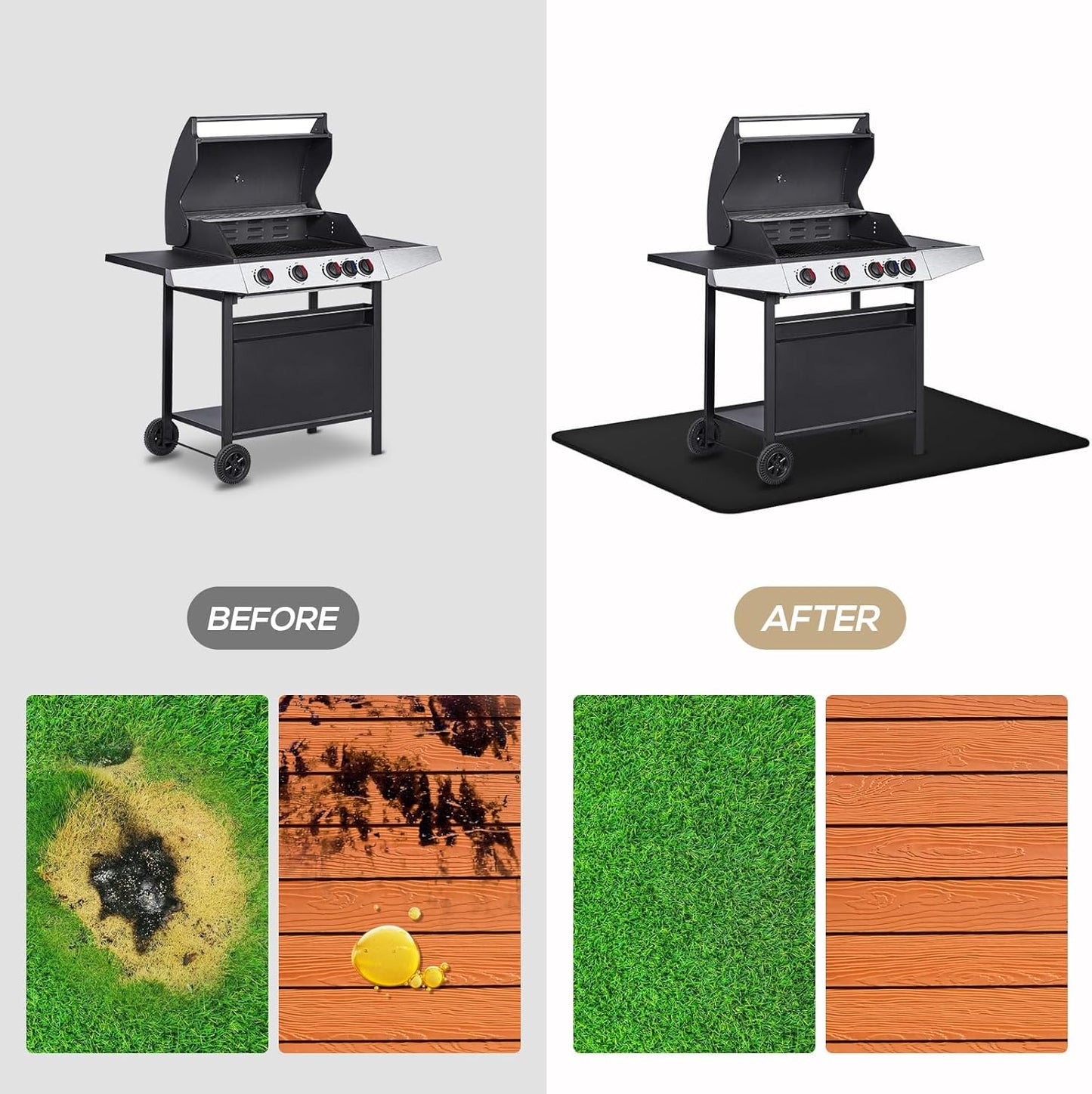 Double-Sided Fireproof Grill Pad, Perfect for Under Outdoor Barbecue Spots