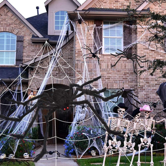 200 Inch Halloween Spider Web with 47 Inch Giant Spider – Outdoor Yard, Indoor Home & Party Decorations, Scary Haunted House Décor
