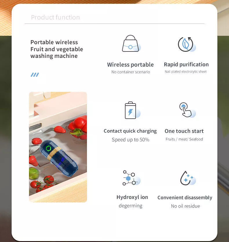 Wireless Food Purifier – Safe & Easy Cleaning for Healthier Meals