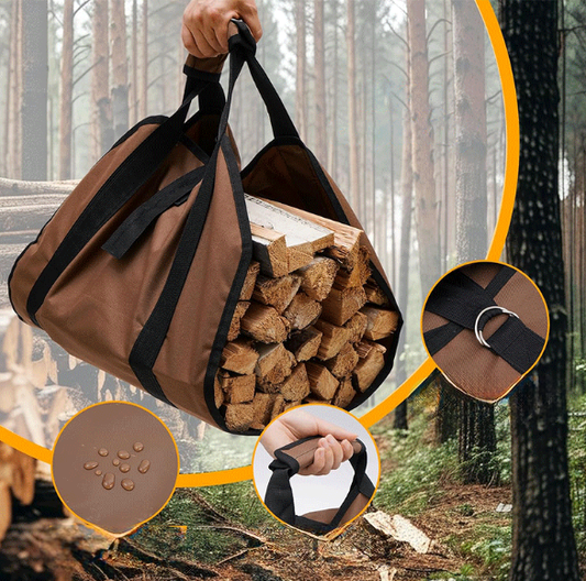 Heavy-Duty Firewood Carrier Bag – Durable PVC Tote for Fireplace, Camping & Wood Transport