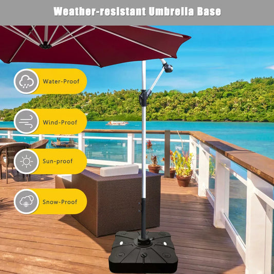 Cantilever Offset Patio Umbrella Base, Square Cantilever Patio Umbrella Base with 4 Wheels for Easy Moving, Heavy Duty Umbrella Stand Weight, 330 lb Capacity Sand or 249 lb Capacity Water, Coffee