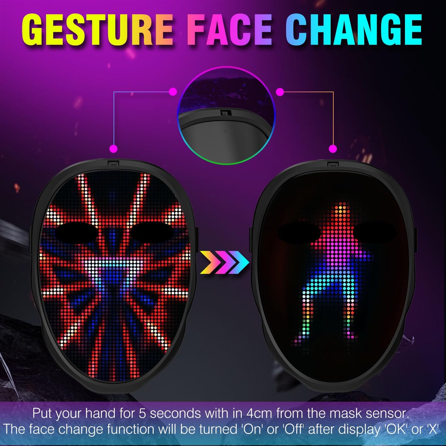 Smart LED Light-Up Mask for Halloween and Parties