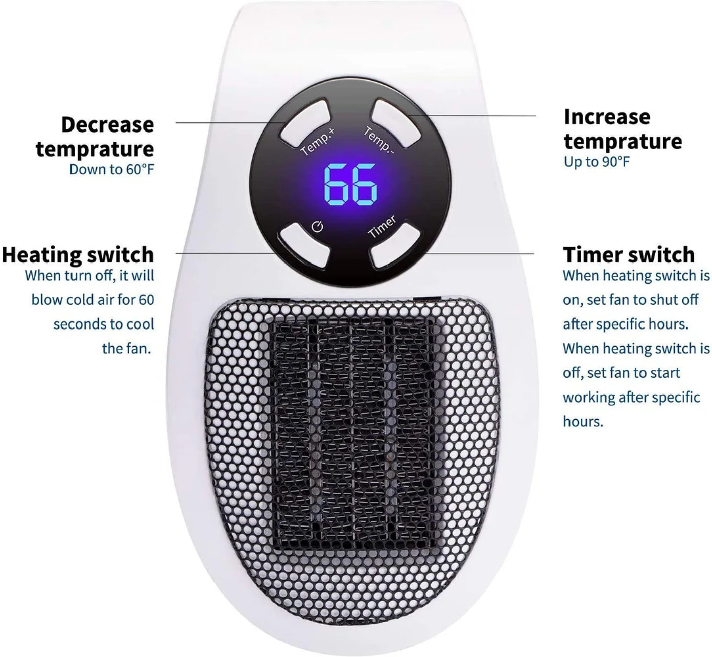 2 Pcs Smart Space Heater – Top Rated Portable Heater