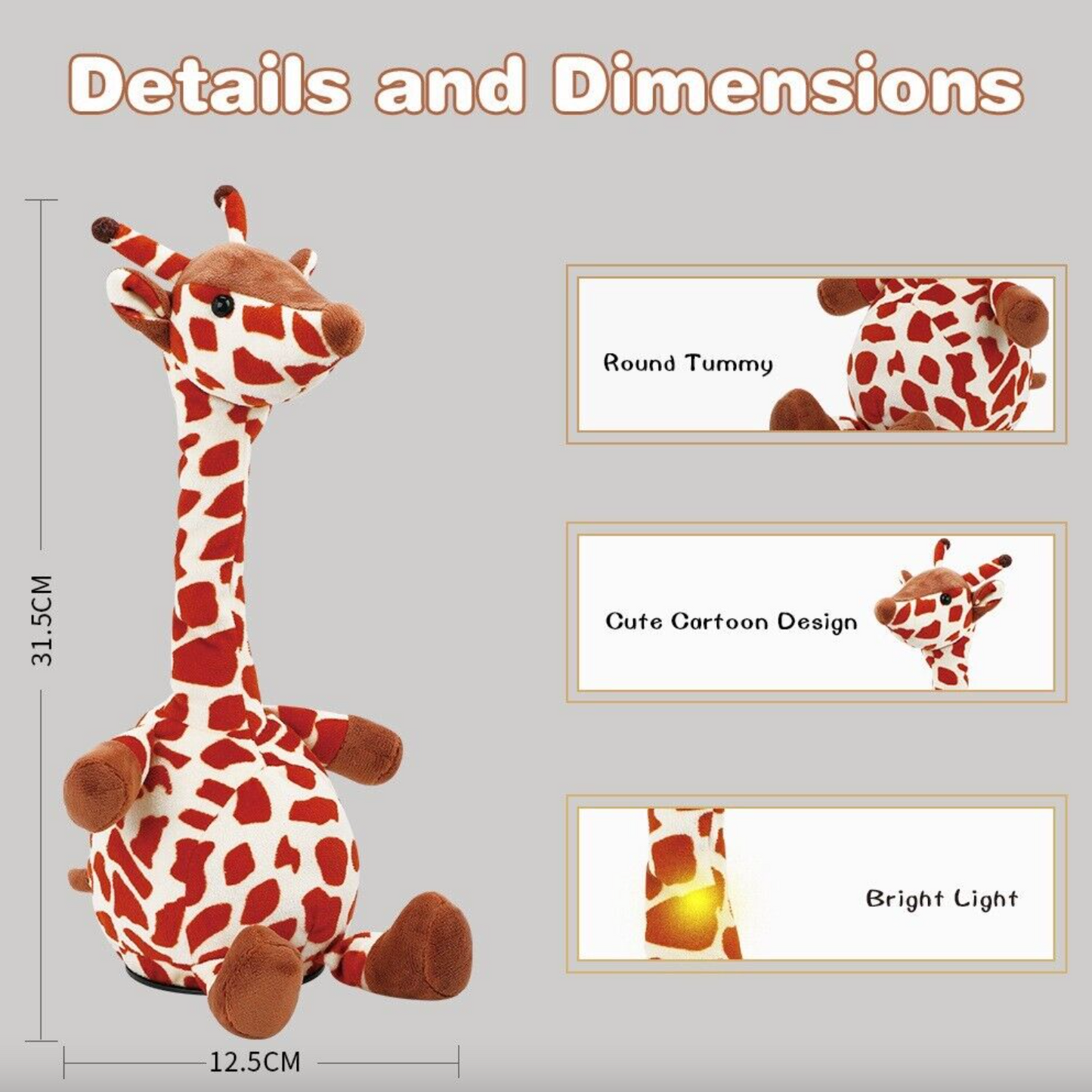Giraffe Dancing Recording Plush Kid Toy Singing Talking Spining Party Home Decor