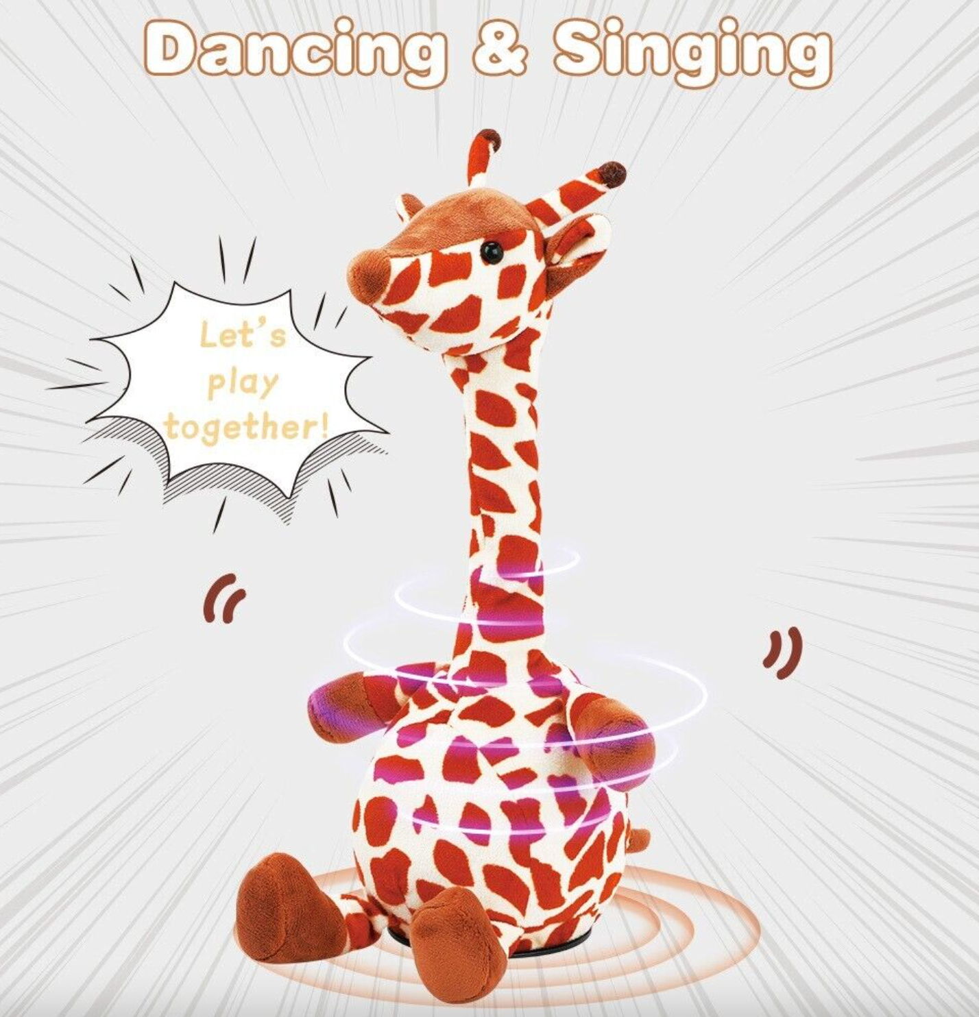 Giraffe Dancing Recording Plush Kid Toy Singing Talking Spining Party Home Decor