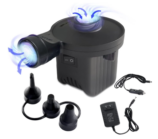 Electric Air Pump, Portable Quick-Fill Air Mattress Pumps for Inflatable Cushions with 3 Nozzles, 110V AC/12V DC