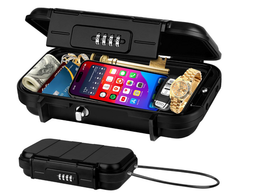 Portable Mini Security Safe Password Lock Storage box With Wire Rope for Jewelry Cards Cash Phone Safety on the Go