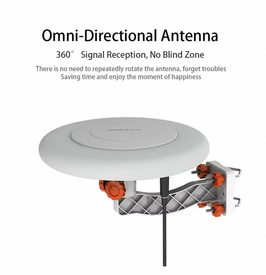 TA-A1 150 Miles TV Antenna Indoor Outdoor Omni-directional 360 Degree Reception solid structure, weather proof