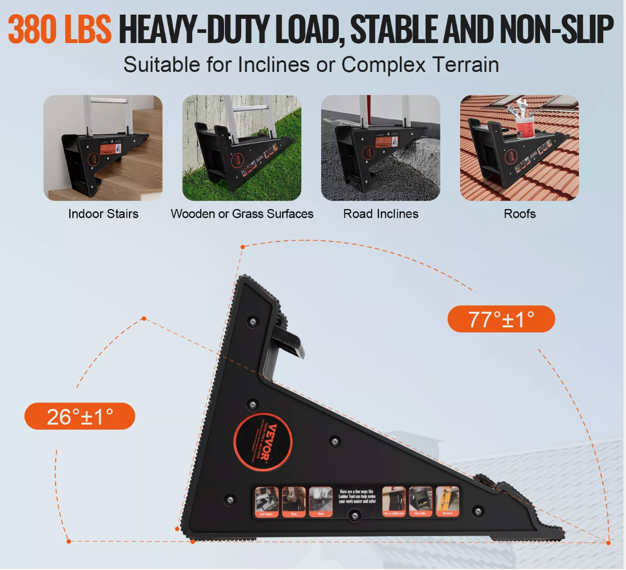 Ladder Levler 380lbs Load PP Leveling Tool with Storage for Uneven Ground