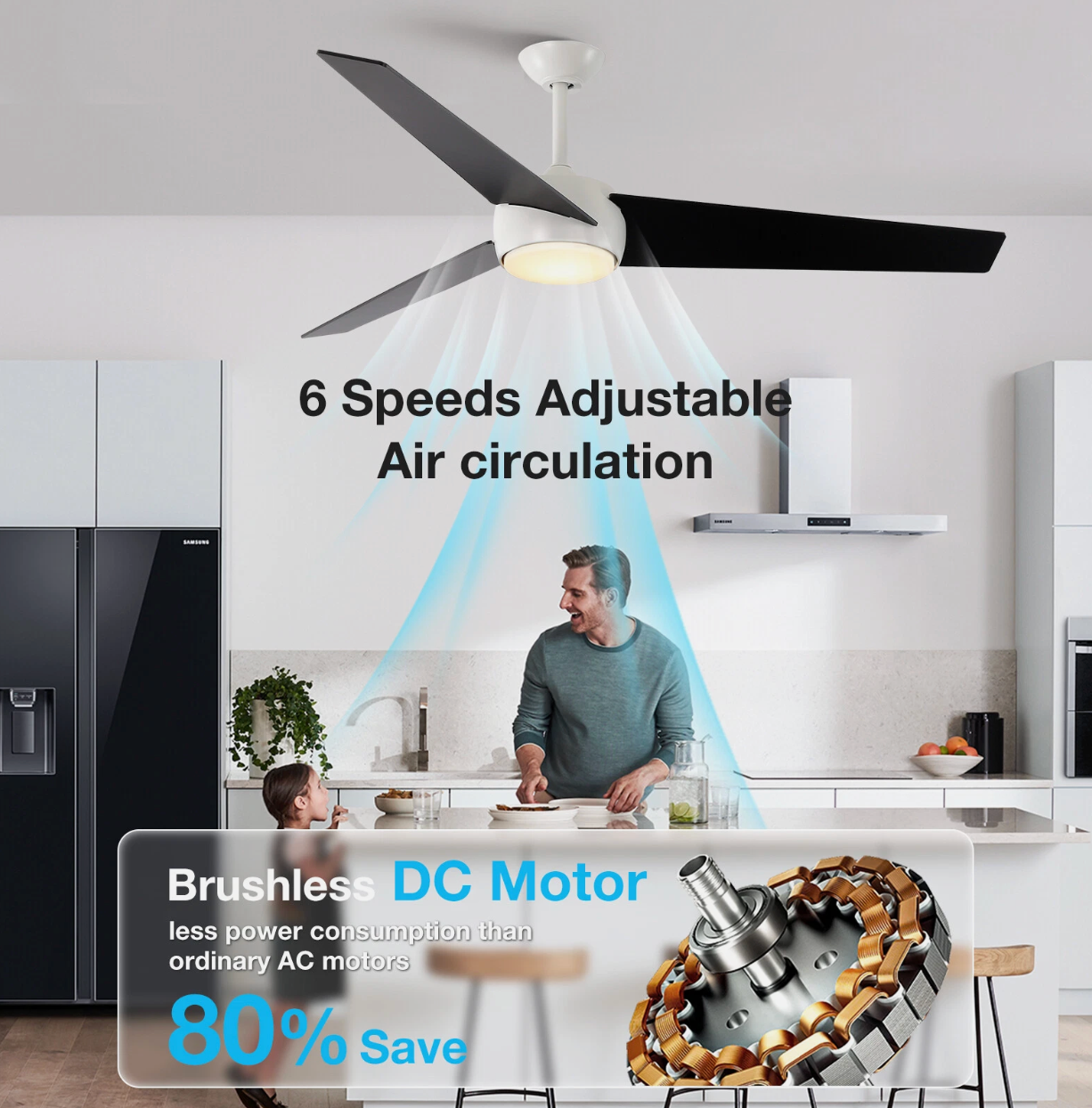 60inch Ceiling Fan With Light and Remote Control