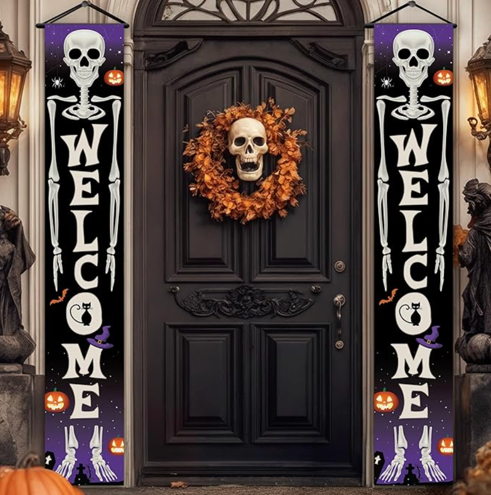 Happy Halloween Outdoor Sign, 120 x 20 Inch, Halloween Yard Banner, Halloween Decorations for Outdoors