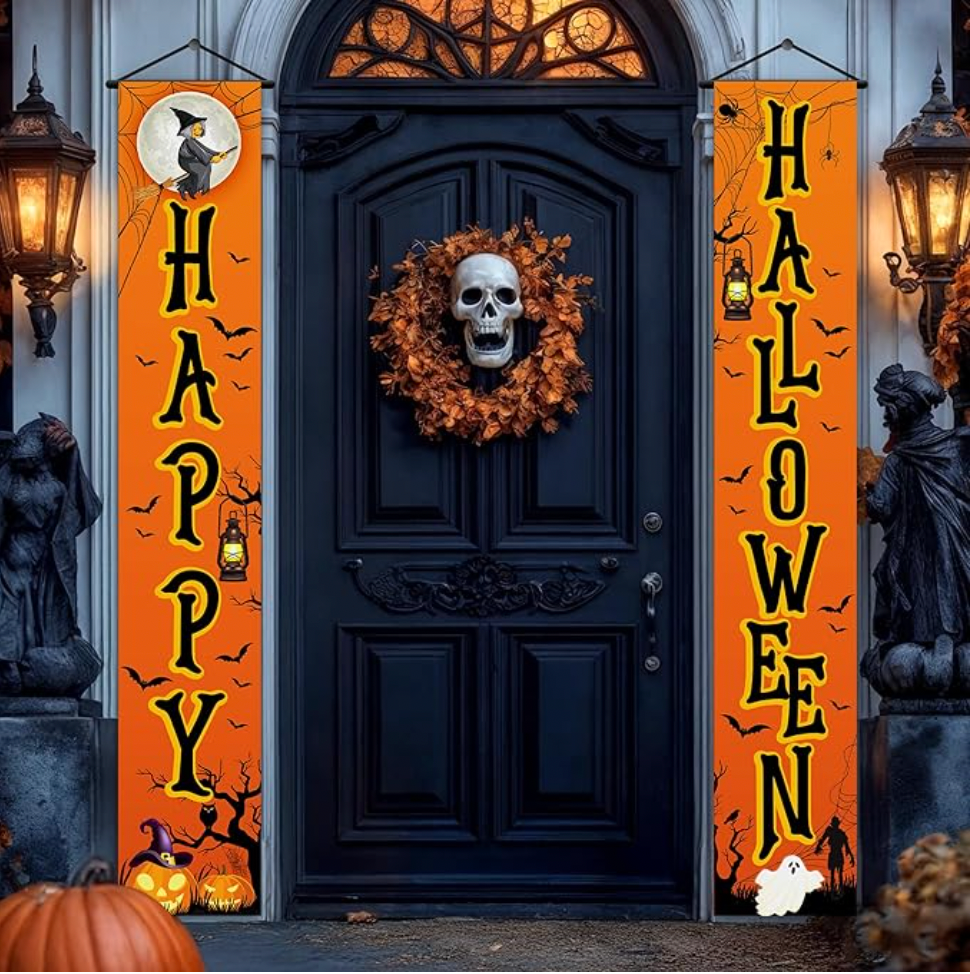 Happy Halloween Outdoor Sign, 120 x 20 Inch, Halloween Yard Banner, Halloween Decorations for Outdoors