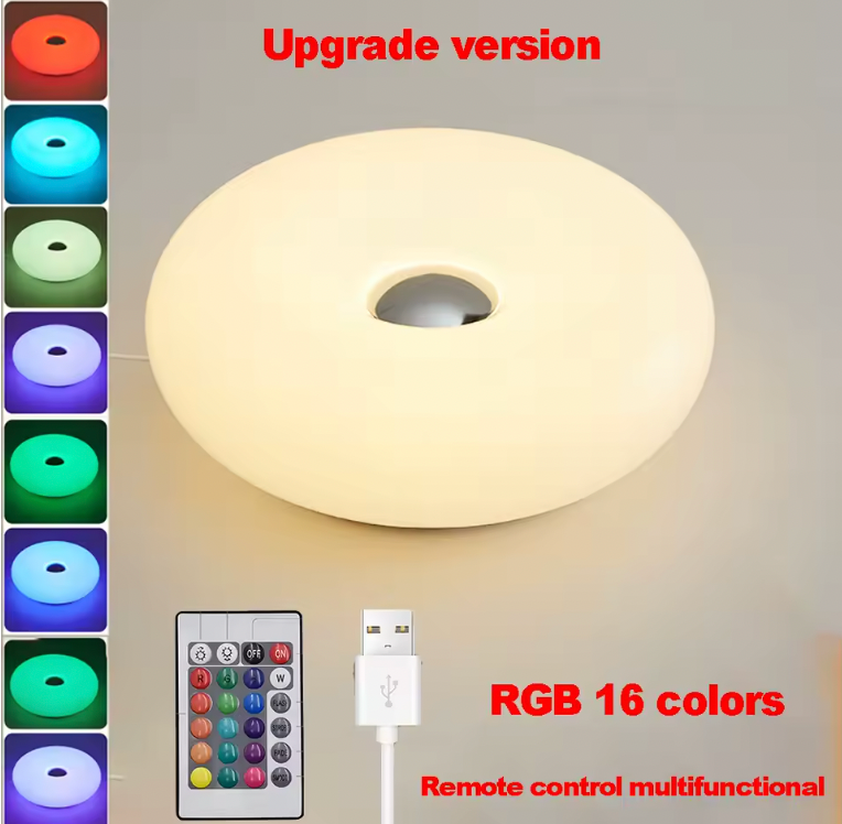 Donut Lamp – LED Dimmable Orange Table & Wall Lamp, Energy-Efficient Glass Light for Living Room, Bedroom, Dorm