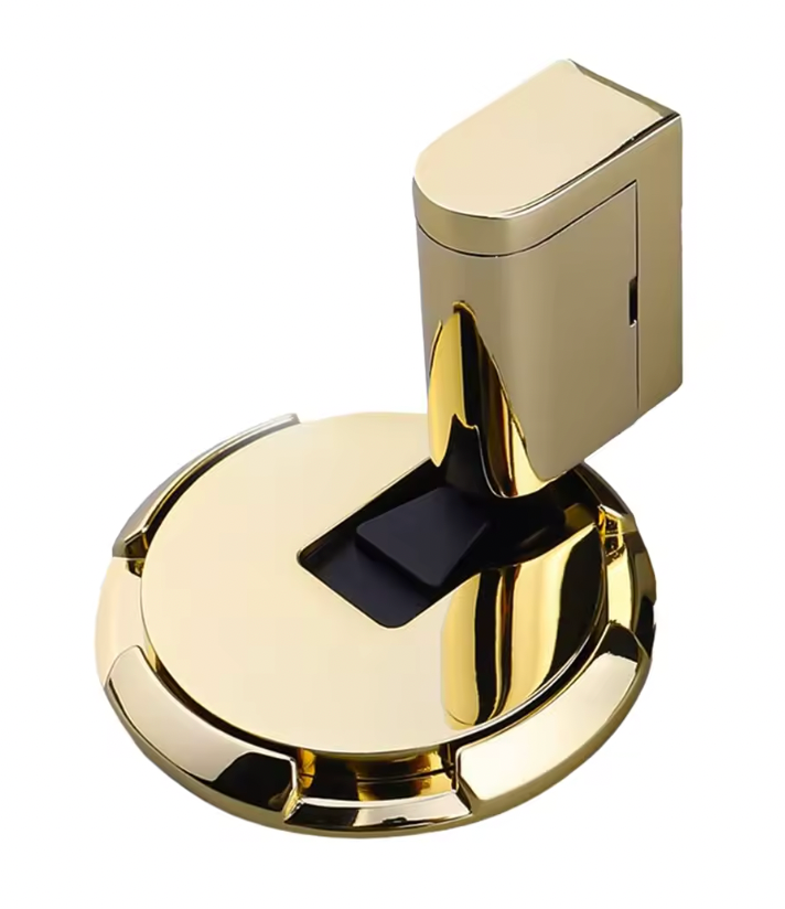 Windproof Door Stoppers Indoor Adjustable Safety Bottom of Door Holder No Drilling Heavy Duty Mechanical Floor Door Stop with Screws and Adhesive Polished Gold