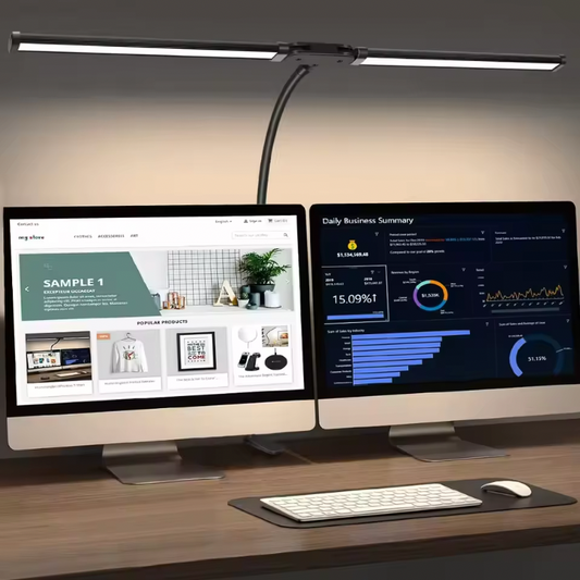 Double Single Head LED Architect Desk Lamp – 18W Eye-Caring Task Light with 3 Modes & 6 Brightness Levels for Office, Workbench & Study