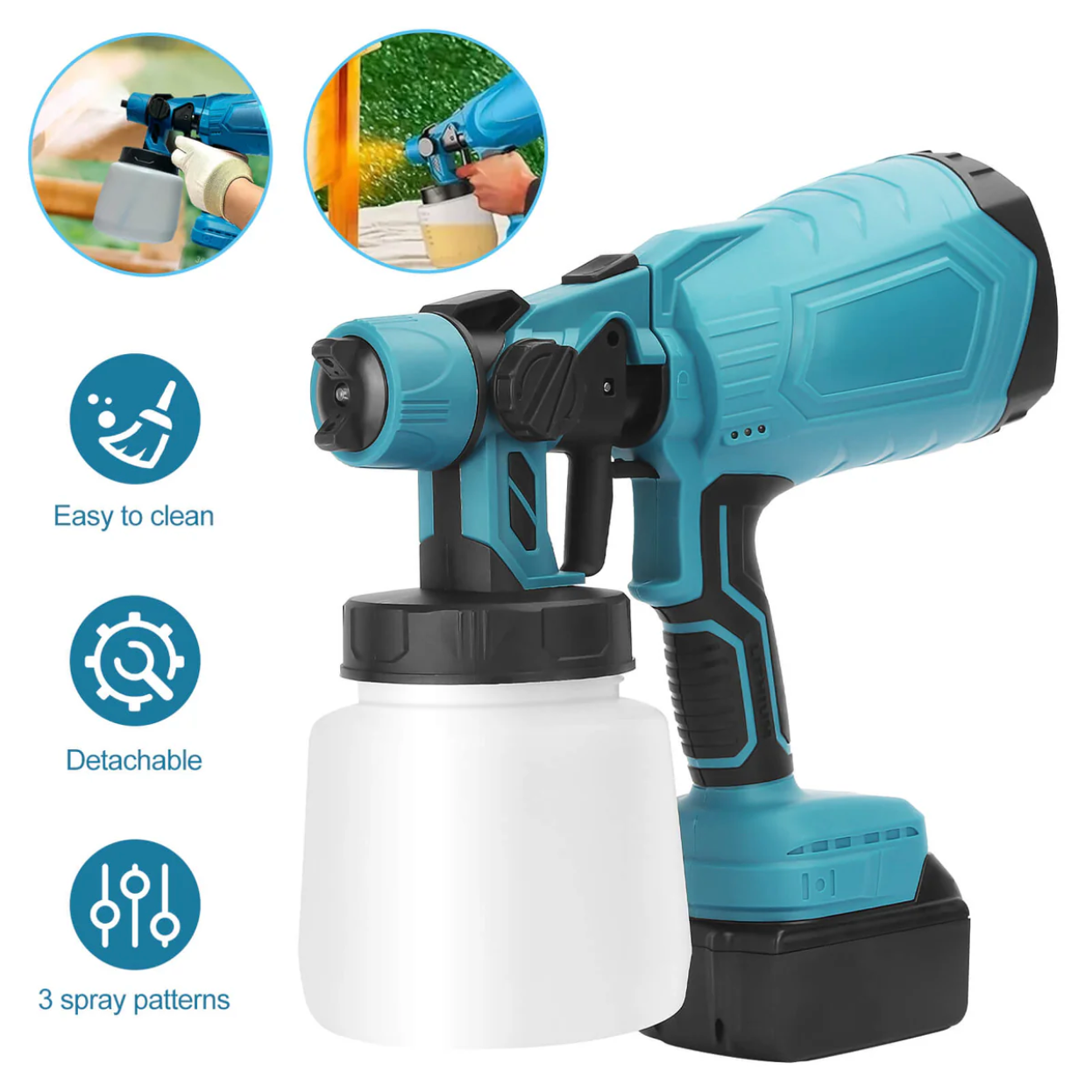 High-pressure Cordless Paint Sprayer with 2 Batteries