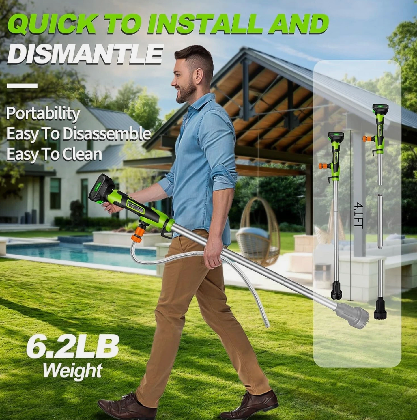 Cordless Stick Water Transfer Pump with 2 Batteries