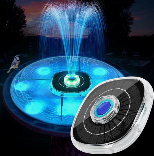 2025 Large Solar Fountain with Light Show Solar Pool Fountain with Anchor Square